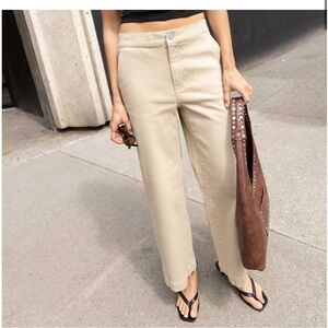 OAK + FORT CROPPED LENGTH TWILL WIDE LEG PANT Small NWT